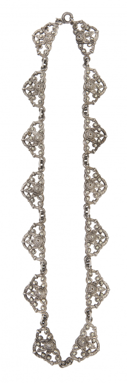 Collar de pp. S. XX de plata y marcasitas