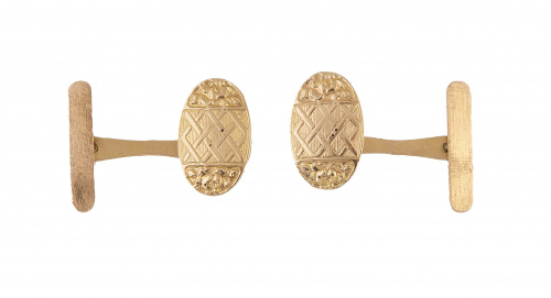 Gemelos ovales de pp. S. XX con decoración en rombos entrel