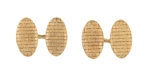 Gemelos dobles ovales con decoración de cuadricula