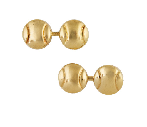 Gemelos dobles circulares con decoración de dos bandas curv