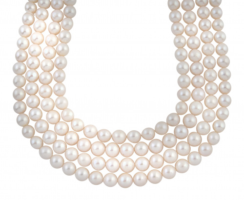 Conjunto de cuatro hilos de 39 perlas cultivadas con tamaño