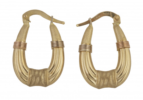 Pendientes criollas ovaladas con diseño que combina oro lis
