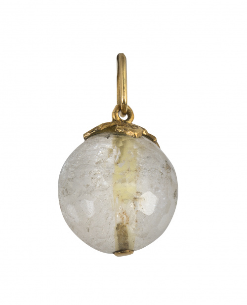 Colgante de esfera de cristal de cuarzo hialino facetada