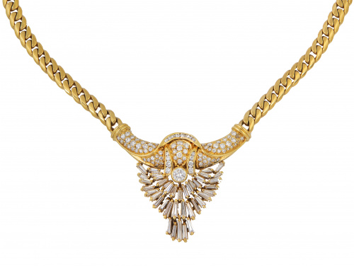 Collar con centro a modo de abanico de brillantes y diamant