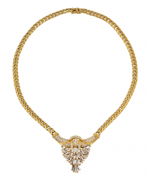 Collar con centro a modo de abanico de brillantes y diamant