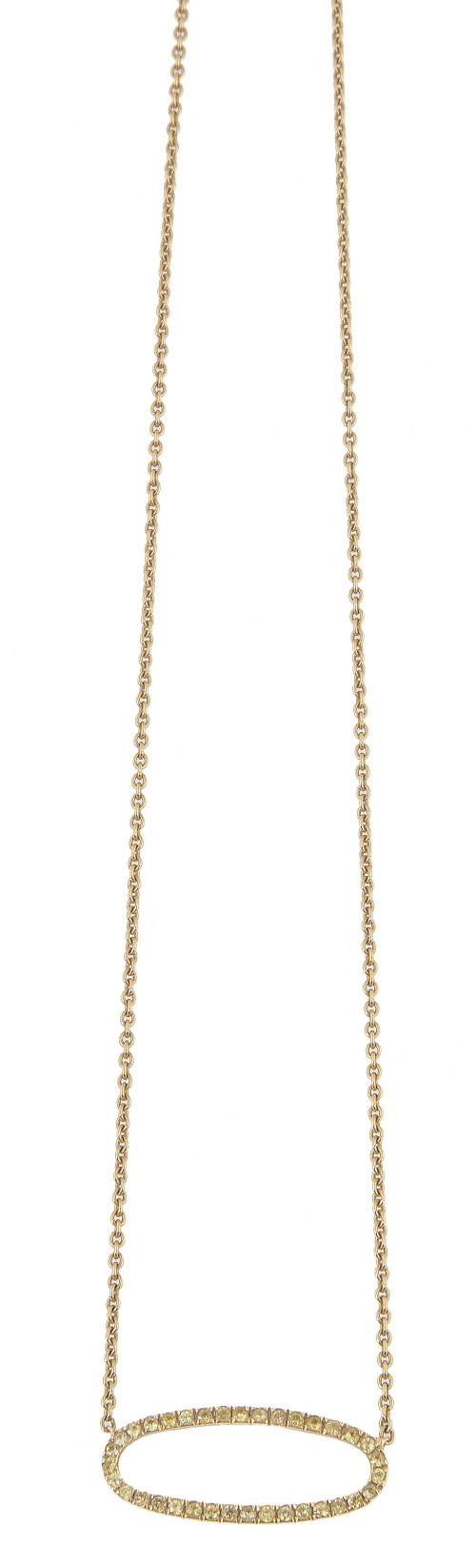 Colgante con centro de óvalo de citrinos y cadena fina de e