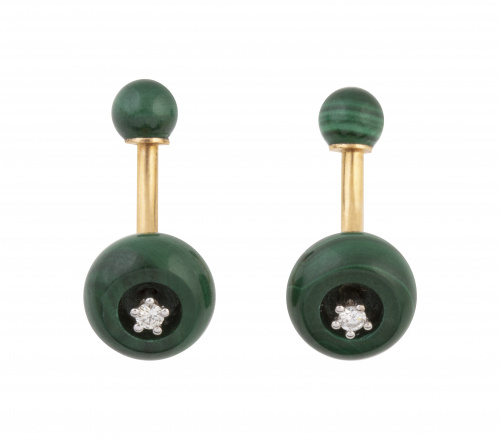 Gemelos años 70 con grandes piezas de malaquita, la princip