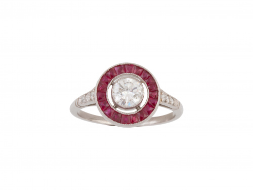 Sortija ojo de perdiz con un brillante de 0,70 ct aprox en 