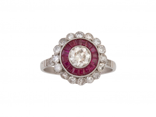 Sortija ojo de perdiz con un brillante en chatón central de