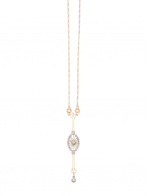 Pendentif Belle epoque con colgante estilizado cuyo centro 