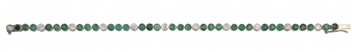 Pulsera rivière de brillantes y esmeraldas ariculados y eng