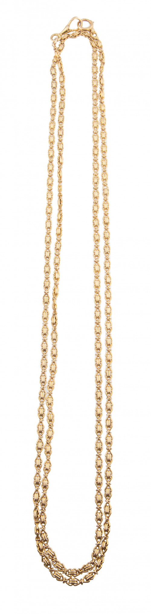 Leontina larga de pp. S. XX en oro con eslabones triangular