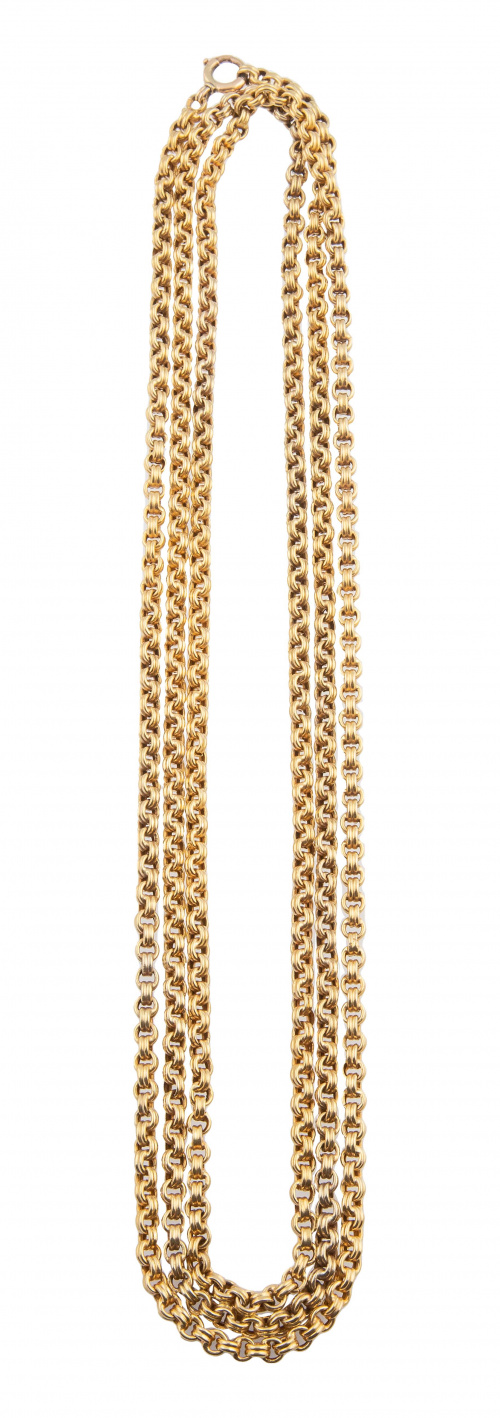 Cadena larga de reloj de pp. S. XX con dobles eslabones cir