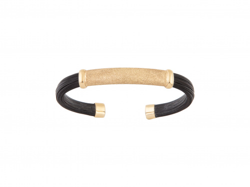 Brazalete rígido de pelo de girafa con banda frontal de oro