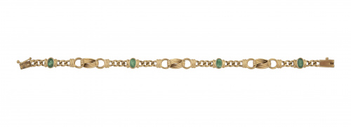 Pulsera con tres esmeraldas de talla oval alternas con tram