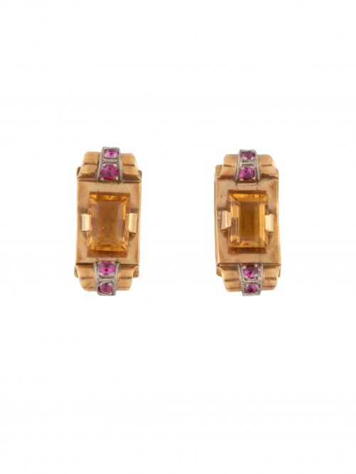 Pendientes chevalière años 40 en forma de banda arqueada co