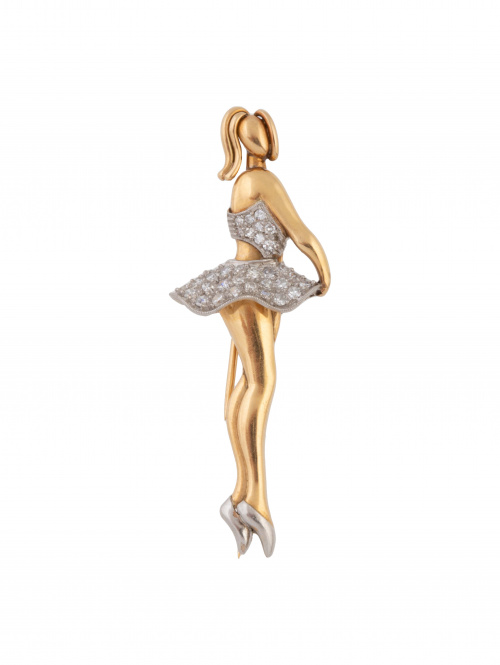 Broche con diseño de bailarina con vestido cuajado de brill