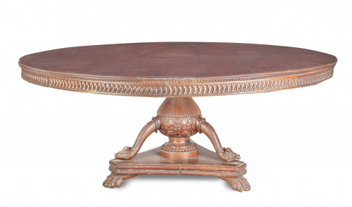 Velador de madera tallada.Trabajo cubano, h. 1830-1840.