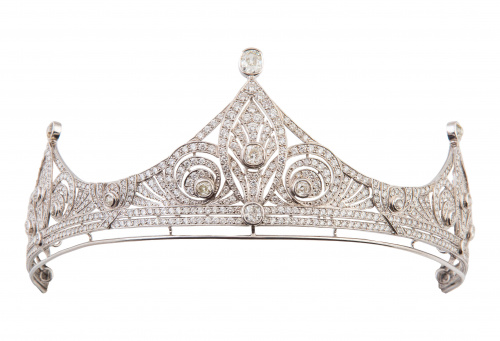 Diadema de brillantes y diamantes con diseño de flor de lis
