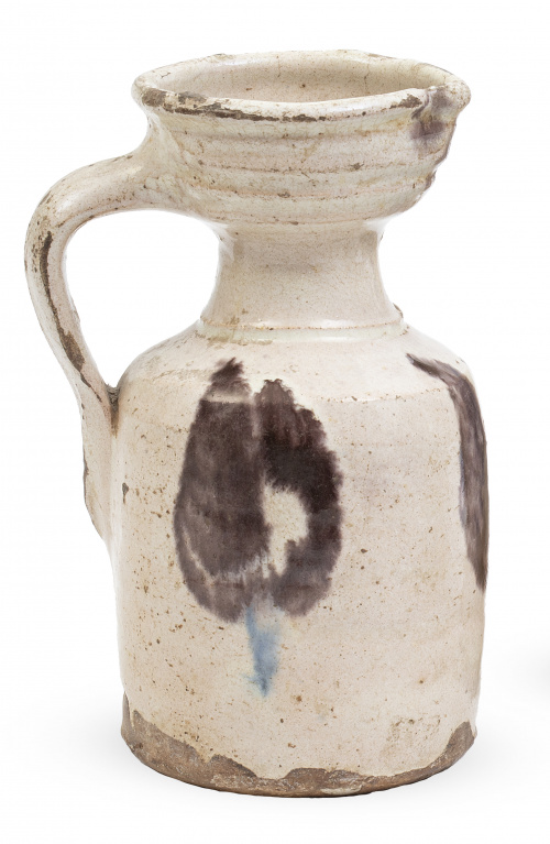 Jarro vinatero de cerámica esmaltada.Fajalauza, S. XVIII.