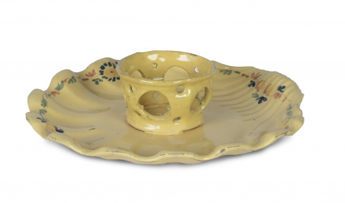 Mancerina de cerámica esmaltada en amarillo de la serie del