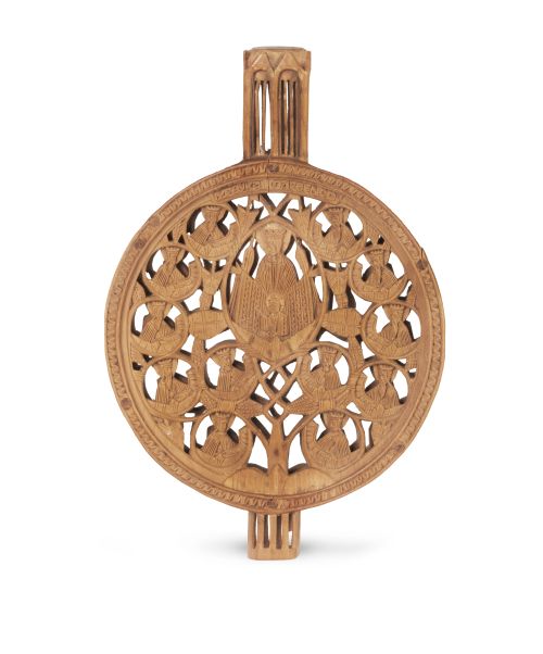Medallón de madera tallada de boj con pantócrator.Grecia,