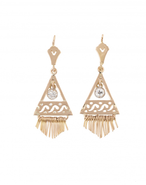 Pendientes largos años 40 con triángulos calados y chatón d