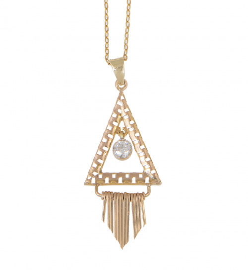 Colgante años 40 con triángulos calados y chatón de brillan