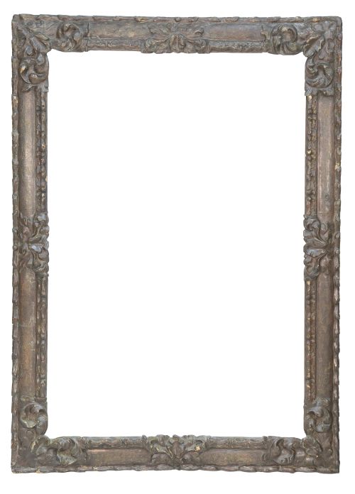 Marco de madera tallada con restos de decoración en dorado 