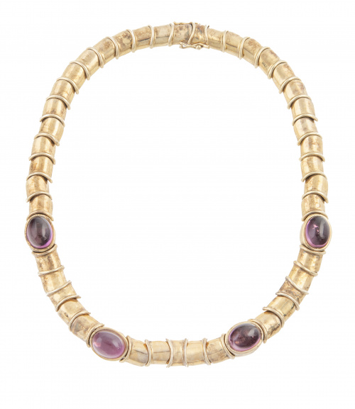 Conjunto de dos collares y dos pulseras de plata vermeille 