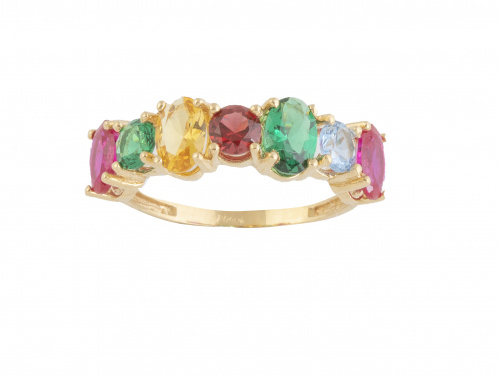 Sortija con siete piedras de cuarzos de diferente color en 