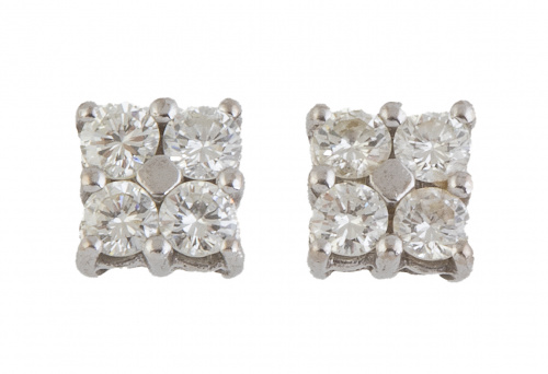 Pendientes  con cuatro brillantes engastados en garras que 