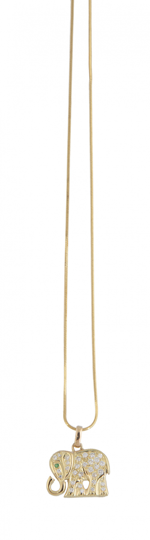 Collar con colgante elefante cuajado de brillantes con cade