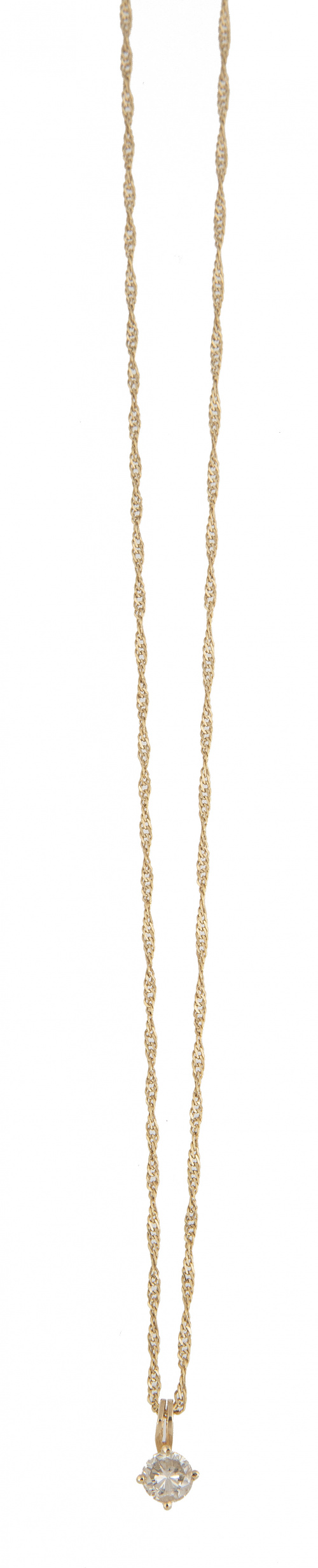 Colgante con brillante engastado en garras, con cadena de e