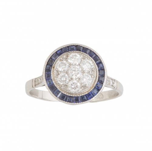 Sortijacon centro circular de pavé de brillantes orlado de 