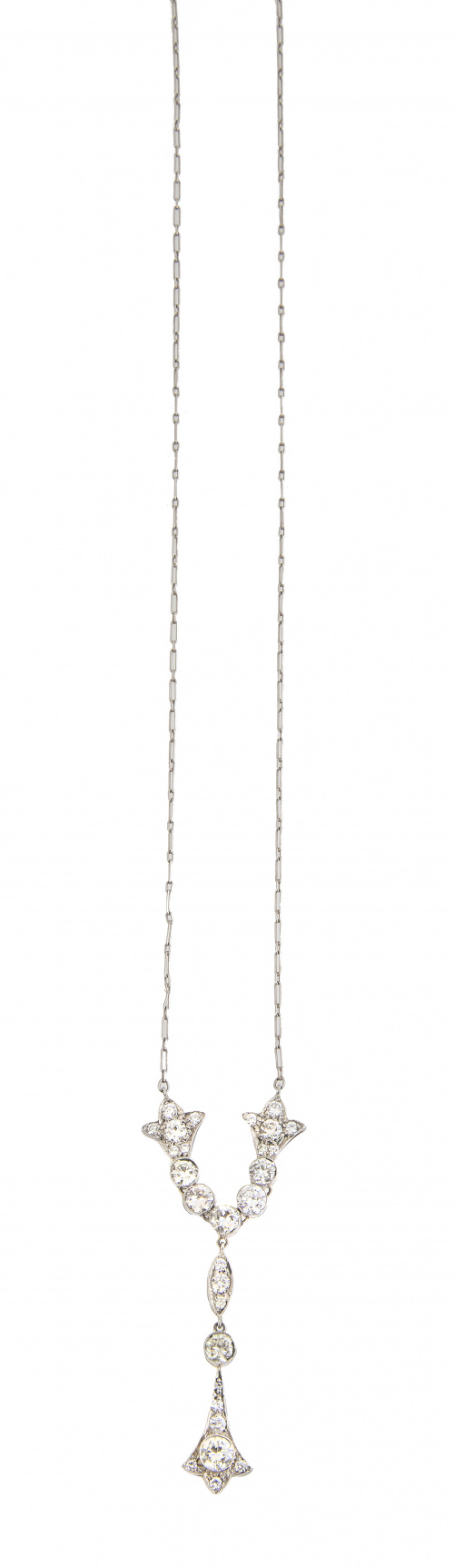 Pendentif Belle-Epoque de brillantes  y platino con chatone