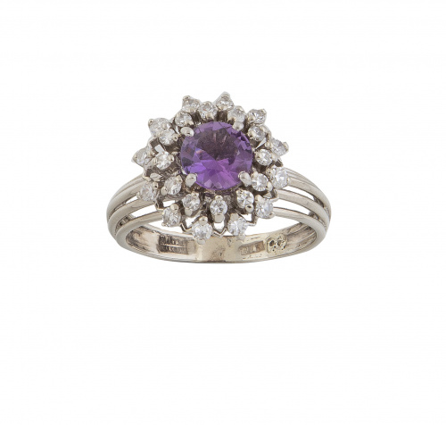 Sortija con rosa de Francia de talla redonda con doble orla