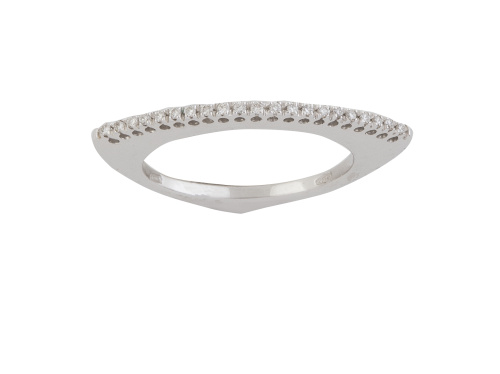 Sortija media alianza de brillantes con perfil plano fino e