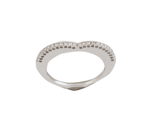 Sortija media alianza de brillantes con perfil plano fino e