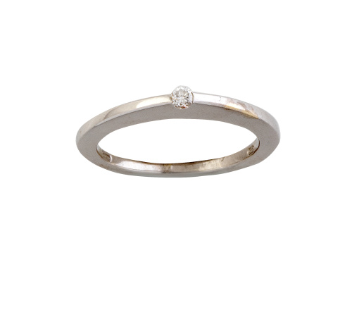 Sortija solitario en montura plana de perfil elevado fina s