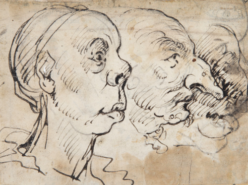 ANÓNIMO, SIGLO XVIIEstudio de tres caras (anverso) y cara