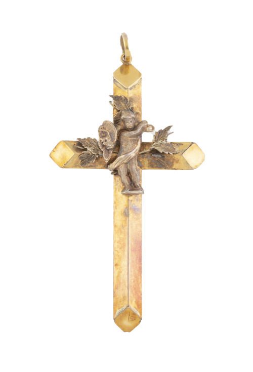Cruz colgante S. XIX de brazos poliédricos