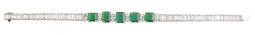 Elegante pulsera de esmeraldas y diamantes, con cinco esmer