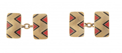 Gemelos dobles rectangulares años 30 con decoracion grabada