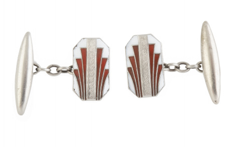 Gemelos dobles Art-Decó rectangulares con decoración en esm