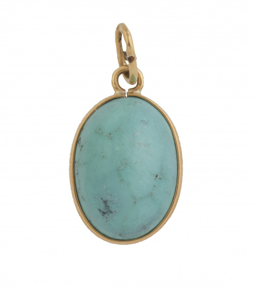 Colgante de cabujón de turquesa en marco de oro liso