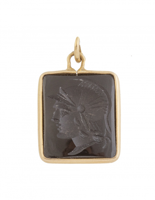 Colgante cuadrado en ágata con intaglio de cabeza de soldad