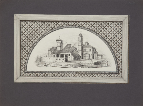 B.J.VARANDA, 1843Vista de un paisaje con arquitecturas y 