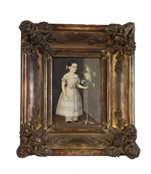 ESCUELA ESPAÑOLA, SIGLO XIXRetrato de niña con loro