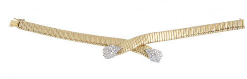 Brazalete de tubo de gas años 50, con frente cruzado donde 